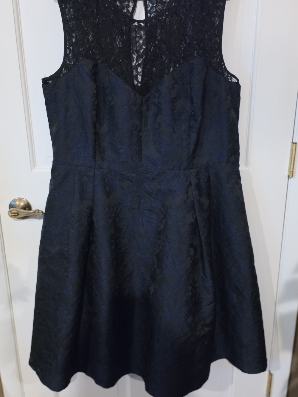 City Chic Navy Black Lace Brocade Cocktail Dress 20W 2X